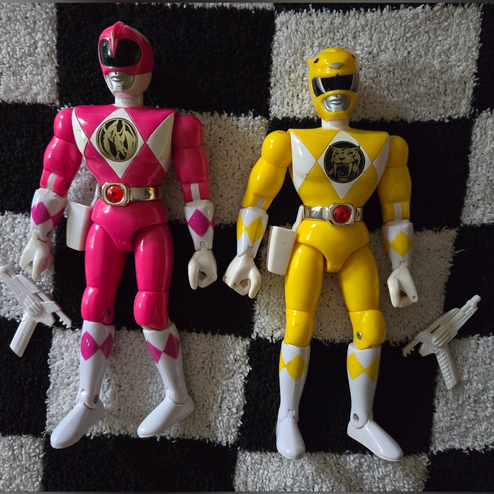 Vintage Power Rangers Pink and Yellow Ranger Bandai Kimberly Trini 1993